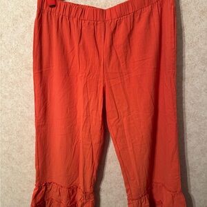 Coco + Carmen Orange Pants with Ruffle Hem